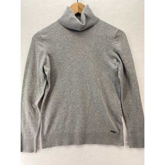Tommy Hilfiger Women’s Grey Cotton Blend Buttoned‎ Wrist Turtleneck Sweater Sz S - Picture 1 of 7
